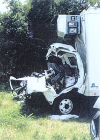 The aftermath of a multi vehicle collision. Fertig & Gramling defended the truck owner.